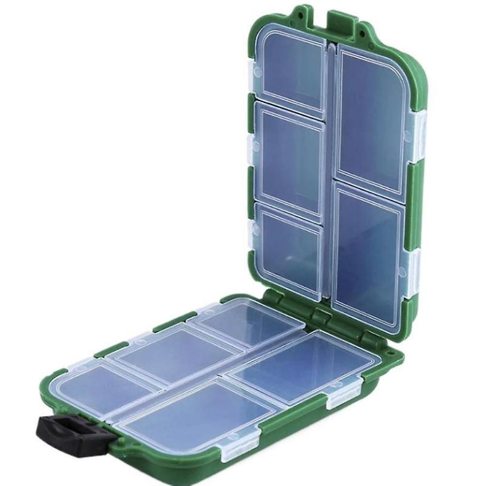 Fishing Tackle Box, 10 Compartment Small Transparent Storage Case for Hooks, Weights & Fishing Accessories - Blue