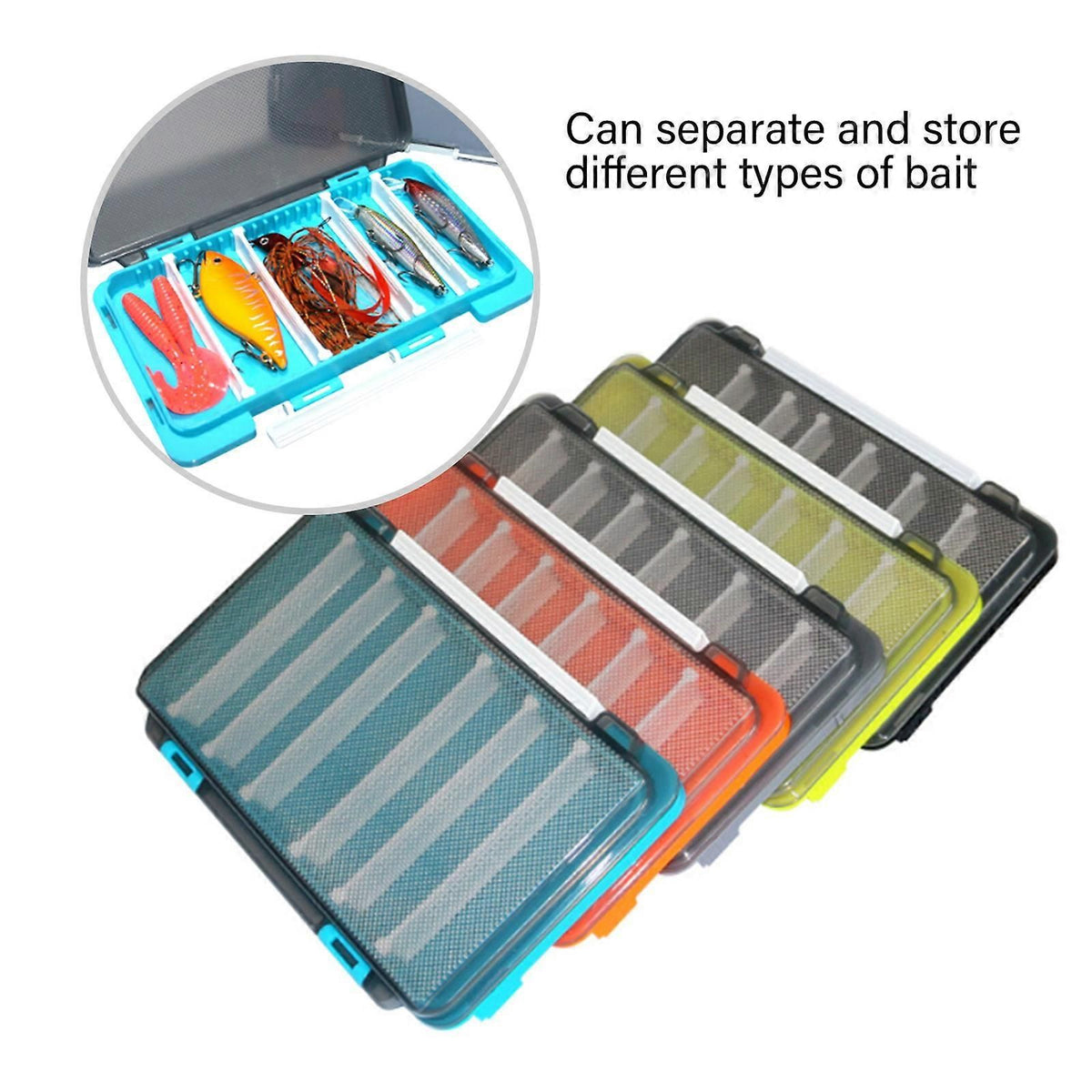 Fish Baits Storage Case with Detachable Compartments Grids Fishing Tackle Storage Box Seal Waterproof Fishing Tackle Box - Black