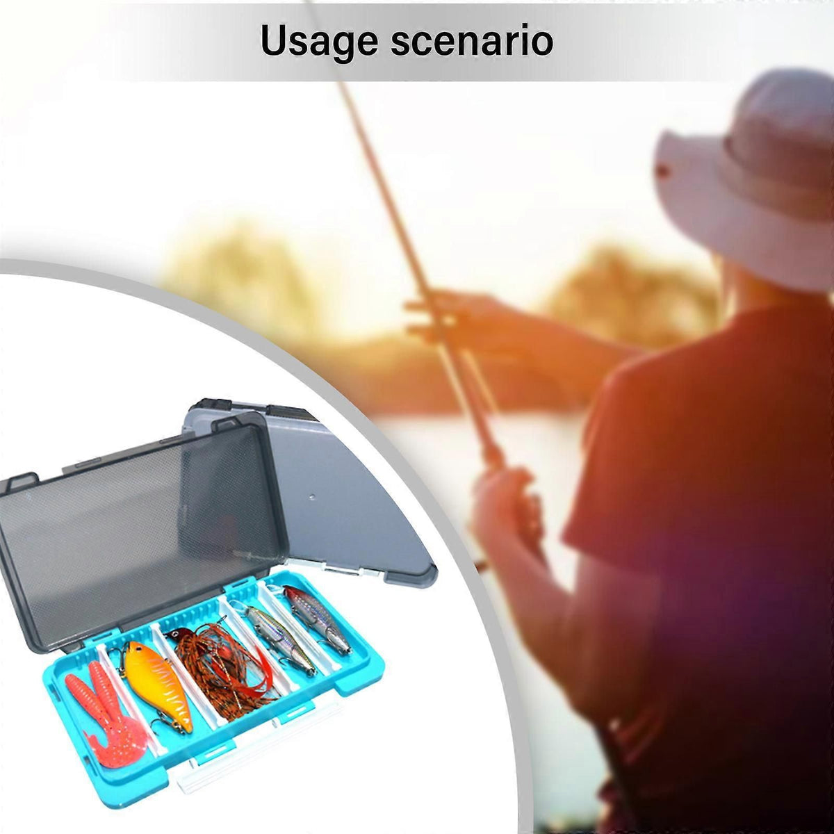 Fish Baits Storage Case with Detachable Compartments Grids Fishing Tackle Storage Box Seal Waterproof Fishing Tackle Box - Black