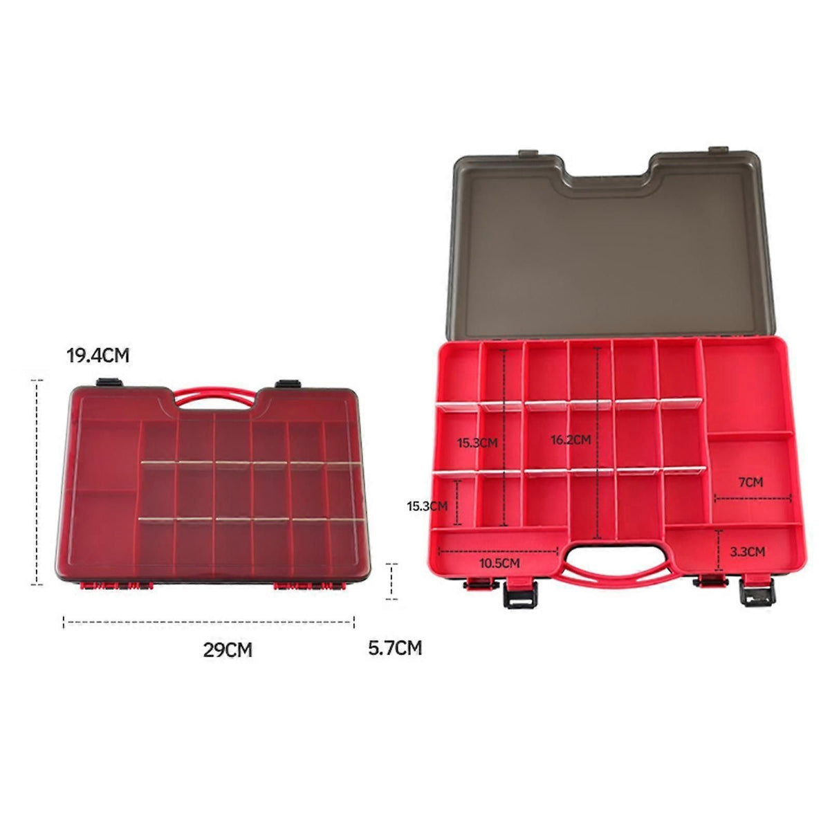 Fishing Tackle Box Organizer with Removable Dividers,44 Grids,Fishing - Red