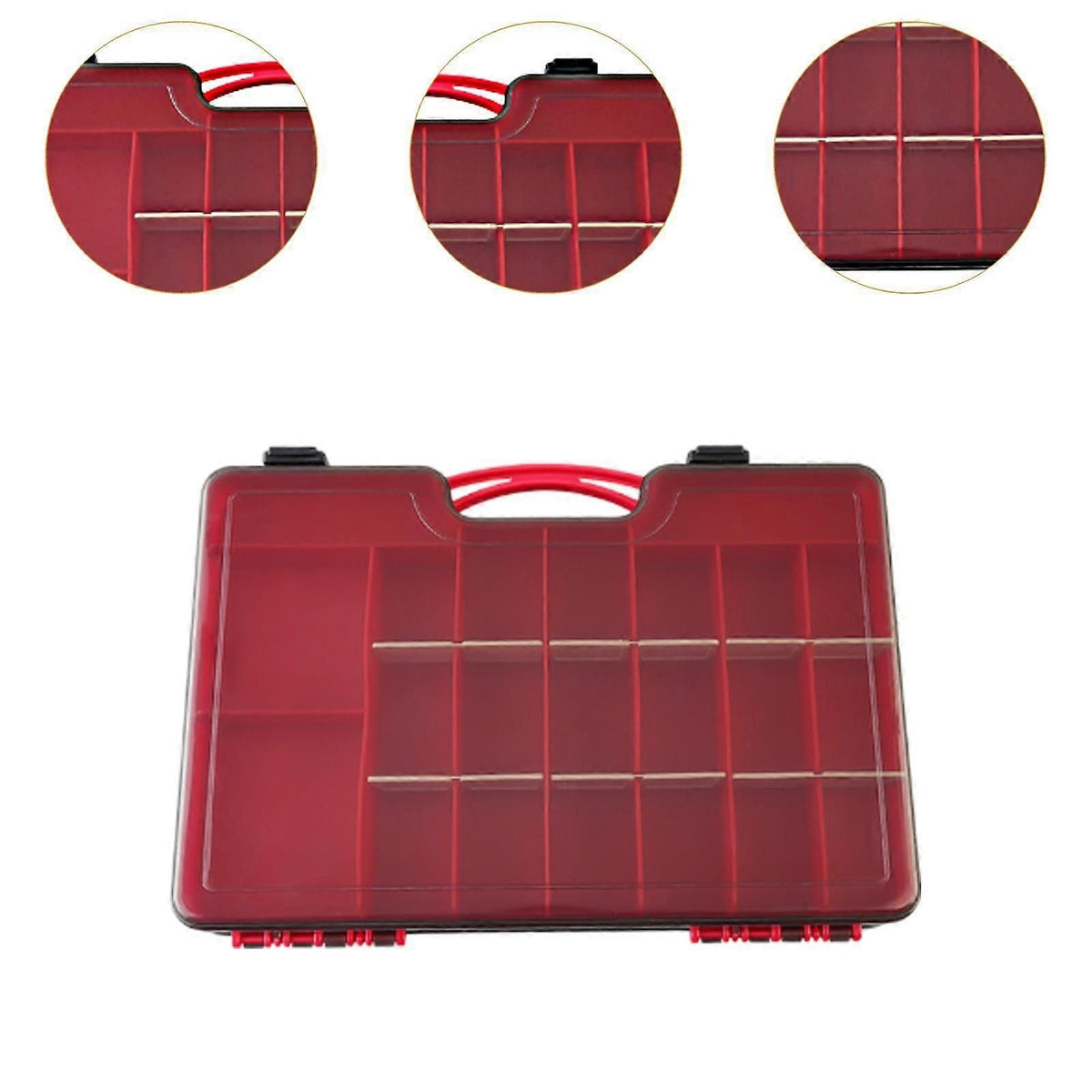 Fishing Tackle Box Organizer with Removable Dividers,44 Grids,Fishing - Red