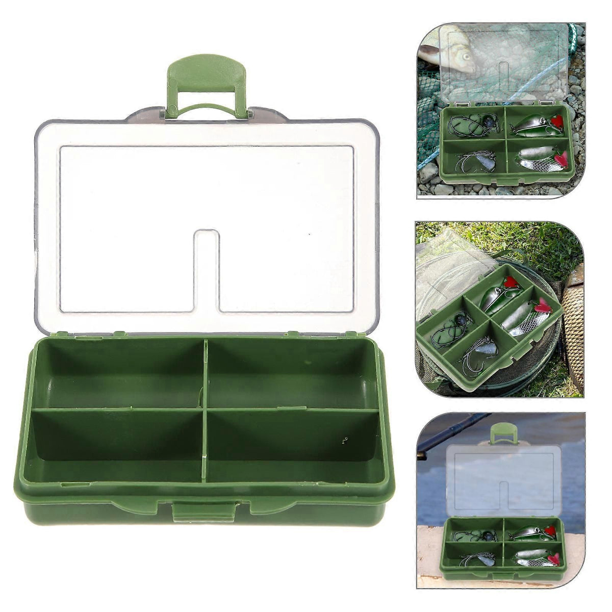 Fishing Tackle Box 2 Pack, Small Fishing Accessories Storage Case with Fixed Compartments, Compact Fishing Hook Bait Lure Organizer, PP Tackle Container - 2 Compartments