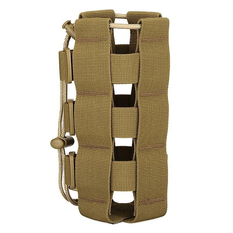 MOLLE Water Bottle Holder Bag 600D Nylon Tactical Bottle Pouch with Carabiner Clip for Hiking Camping Cycling Hunting Outdoor Sports - Mud Color