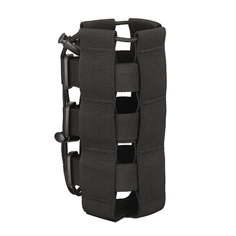 MOLLE Water Bottle Holder Bag 600D Nylon Tactical Bottle Pouch with Carabiner Clip for Hiking Camping Cycling Hunting Outdoor Sports - Black