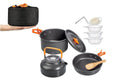 10Pcs Camping Cookware Mess Kit for Outdoor Camping Hiking Picnic -Orange