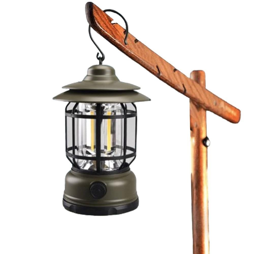 Retro Tent Camping Light Portable Rechargeable Night Lamp Black