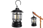 Retro Tent Camping Light Portable Rechargeable Night Lamp Black