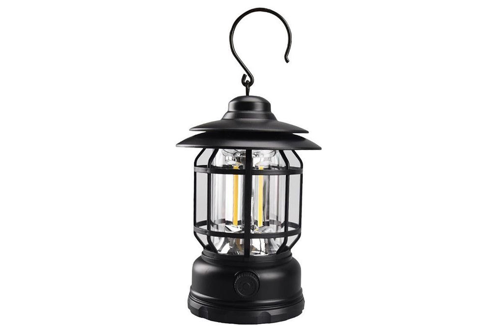 Retro Tent Camping Light Portable Rechargeable Night Lamp Black