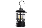 Retro Tent Camping Light Portable Rechargeable Night Lamp Black