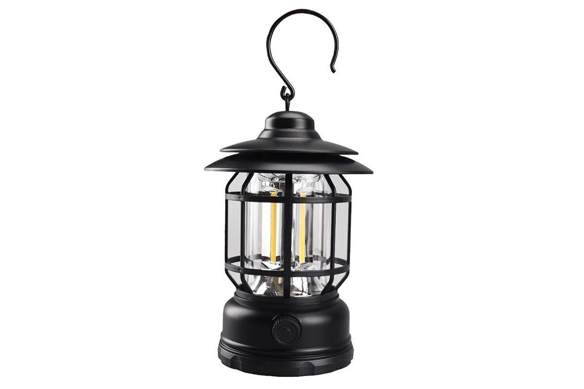 Retro Tent Camping Light Portable Rechargeable Night Lamp Black