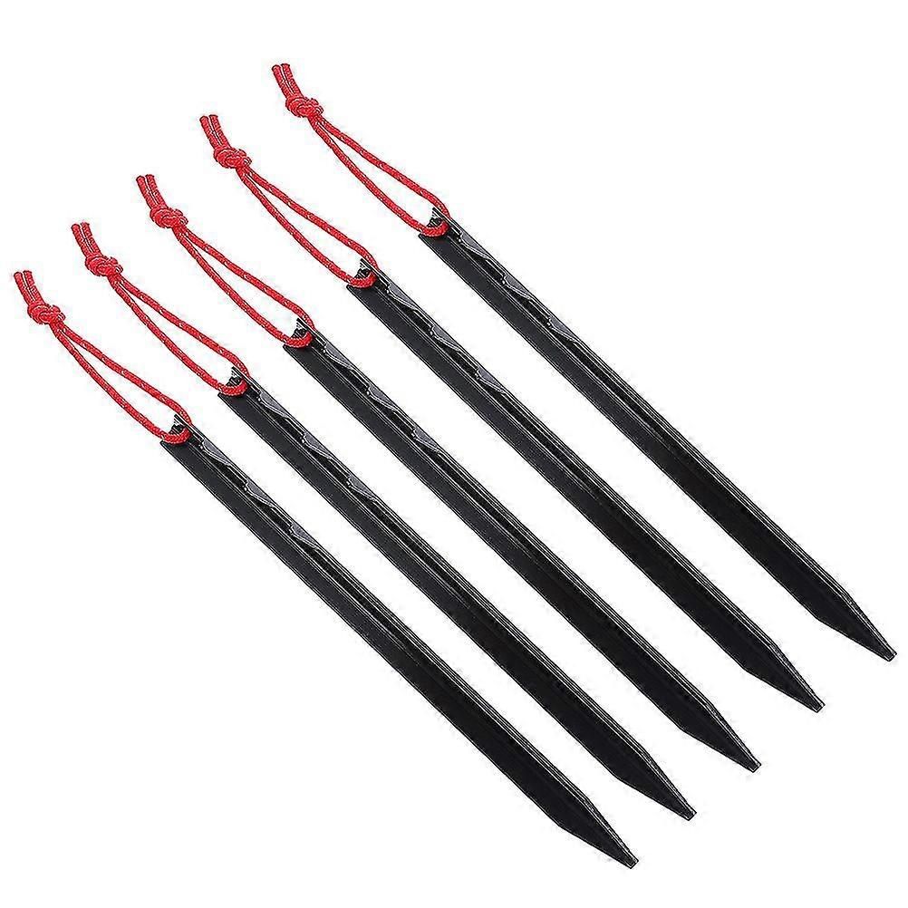 5pcs Aluminum Tent Stakes 18cm Lightweight Ground Pegs for Camping Hiking Outdoor - Black