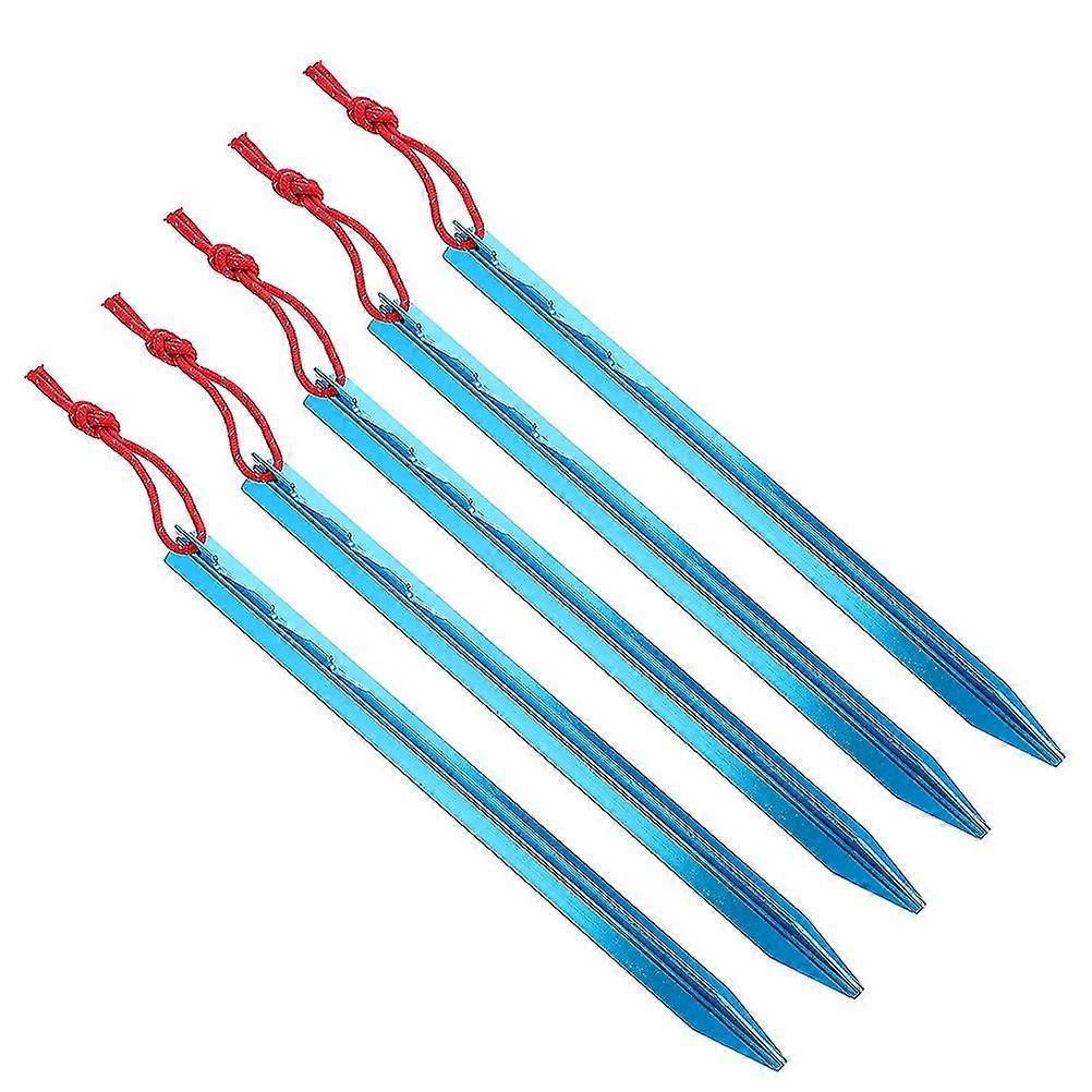 5pcs Aluminum Tent Stakes 18cm Lightweight Ground Pegs for Camping Hiking Outdoor - Blue