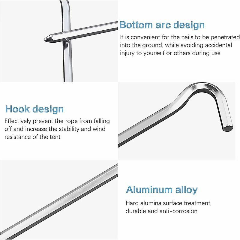 Aluminum Tent Pegs, 18 Pieces 18cm Tent Nails Tent Hooks Tent Stake Hard Ground Tent Pegs Camping Pegs Camping, for Gardening Camping Tents
