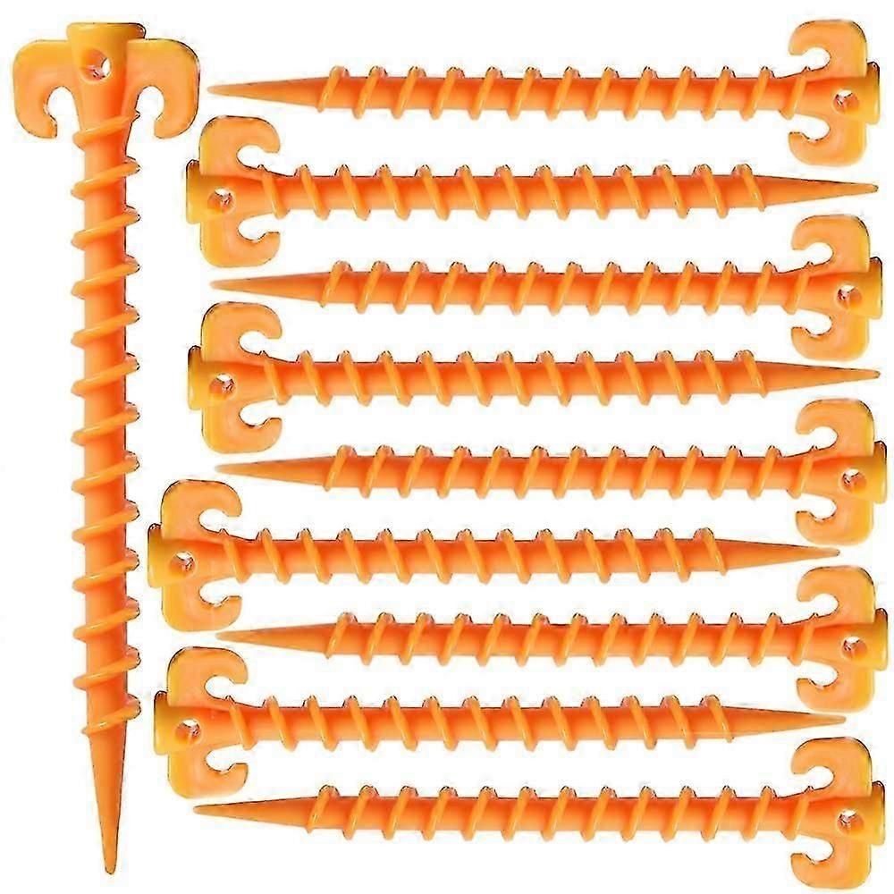 10pcs Spiral Tent Stakes PP Plastic Screw Ground Pegs for Camping Tents Tarps