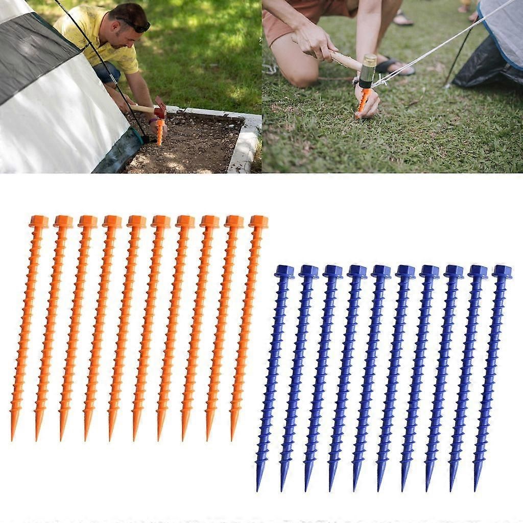 10Pcs Plastic Tent Pegs, Plastic Tent Nails for Fixing Camping Tent - Blue