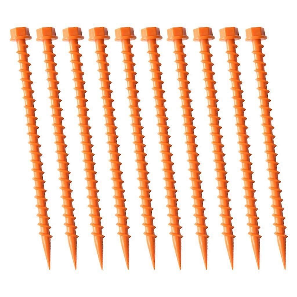 10Pcs Plastic Tent Pegs, Plastic Tent Nails for Fixing Camping Tent - Orange