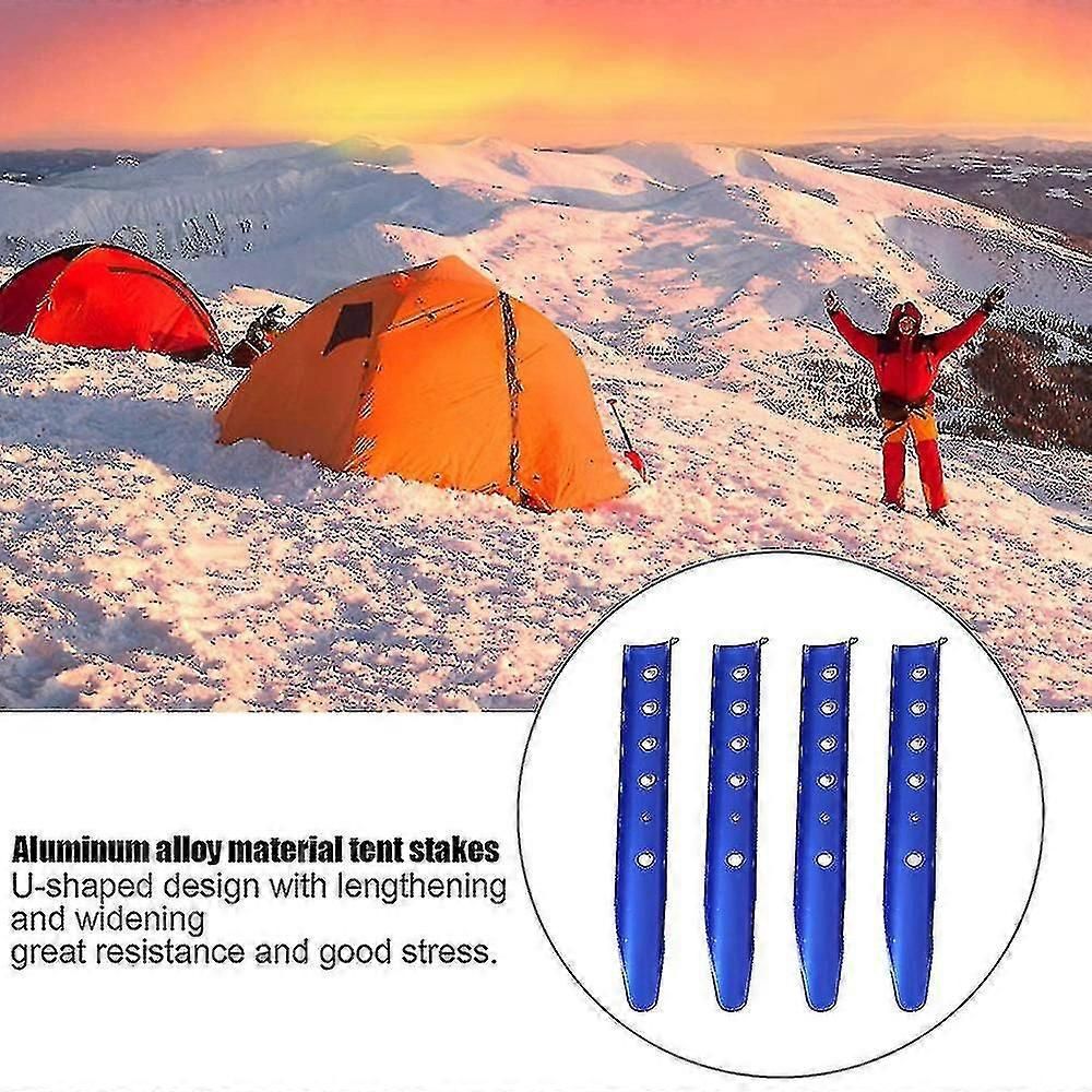 2pcs Aluminum Sand Snow Tent Stakes 31cm U-Shaped Ground Pegs for Camping