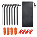 10pcs Aluminum Tent Stakes 18cm Lightweight Ground Pegs for Camping Beach Outdoor - Black