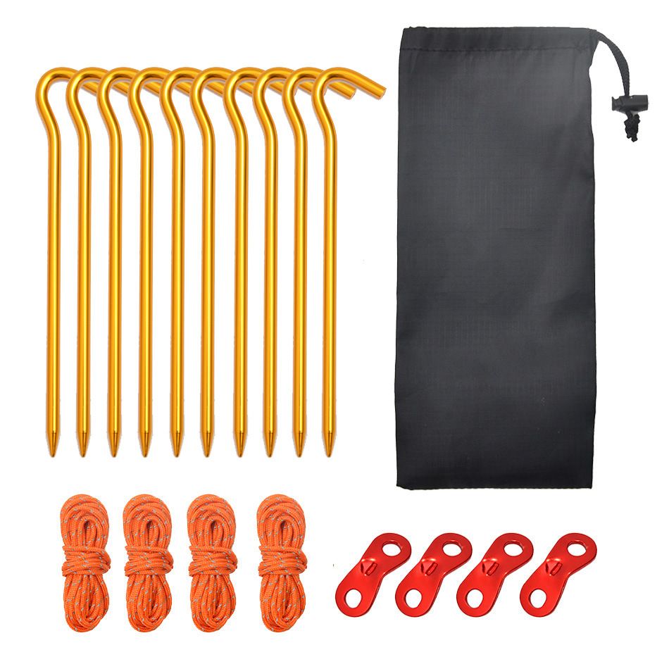 10pcs Aluminum Tent Stakes 18cm Lightweight Ground Pegs for Camping Beach Outdoor - Yellow