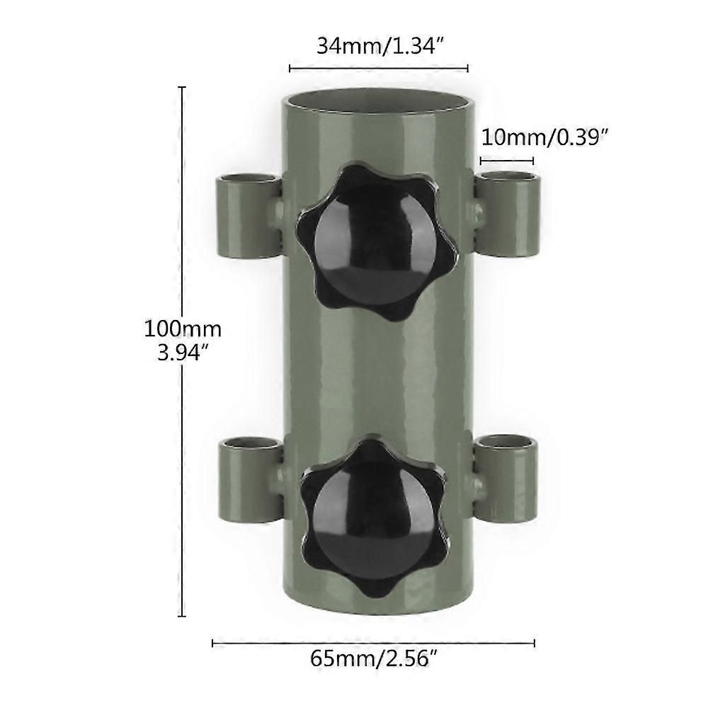 Tent Rod Holder with 30cm Tent Peg Steel Canopy Pole Fixing Stand Camping - Army Green