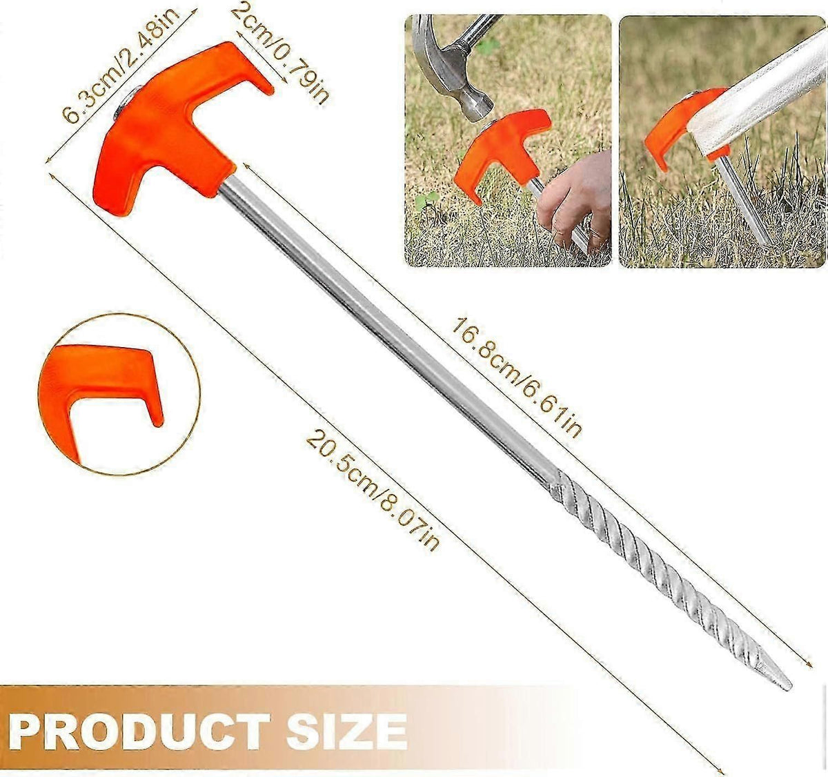 10 Tent Pegs, Screw-in Tent Pegs, Aluminum Camping Pegs Tent Accessories Tent Peg for Outdoor Camping Picnic Hiking Fishing