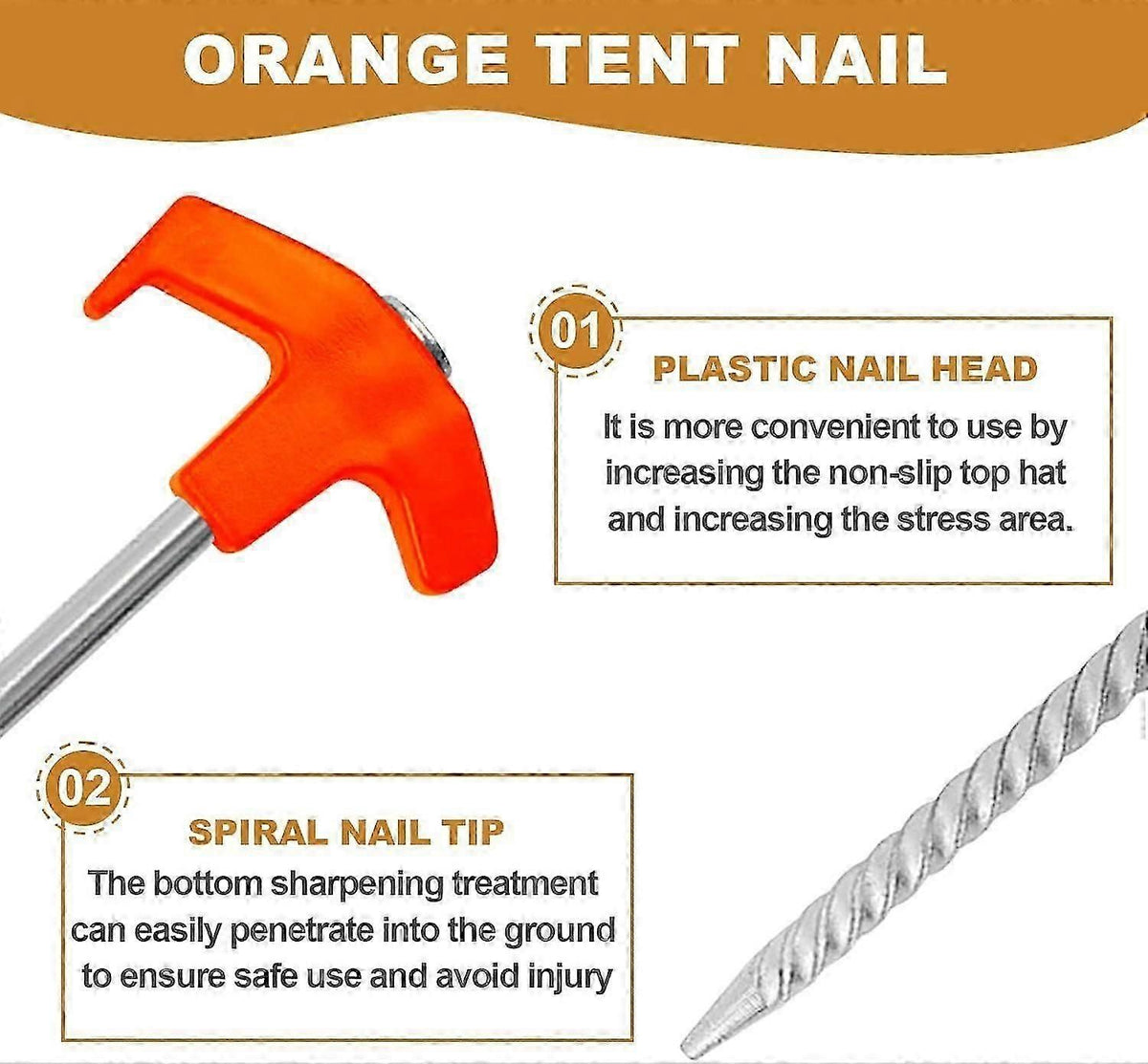 10 Tent Pegs, Screw-in Tent Pegs, Aluminum Camping Pegs Tent Accessories Tent Peg for Outdoor Camping Picnic Hiking Fishing