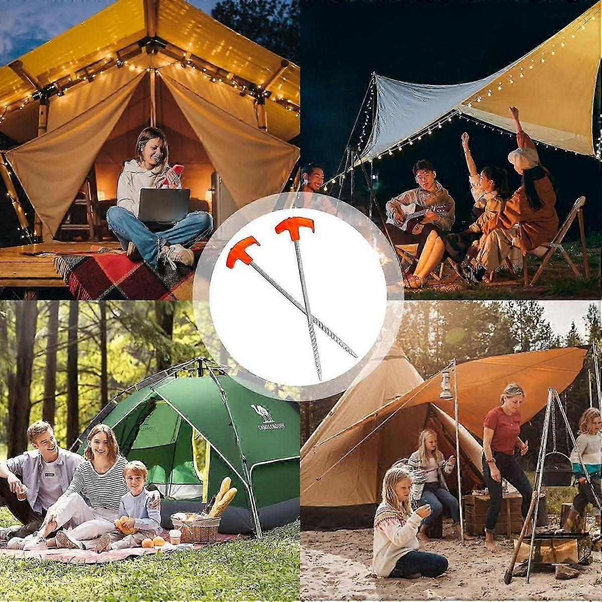 10 Tent Pegs, Screw-in Tent Pegs, Aluminum Camping Pegs Tent Accessories Tent Peg for Outdoor Camping Picnic Hiking Fishing
