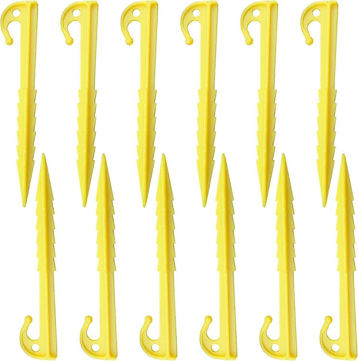 12pcs Plastic Tent Stakes 14.6cm Spiral Ground Pegs with Y-Shaped Hook for Camping