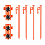 2PCS Adjustable Tent Rod Holders with 4PCS 30cm Ground Stakes, Portable Awning Canopy Pole Supports for Camping Tents & Outdoor Shelters - Orange