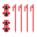 2PCS Adjustable Tent Rod Holders with 4PCS 30cm Ground Stakes, Portable Awning Canopy Pole Supports for Camping Tents & Outdoor Shelters - Red