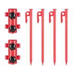 2PCS Adjustable Tent Rod Holders with 4PCS 30cm Ground Stakes, Portable Awning Canopy Pole Supports for Camping Tents & Outdoor Shelters - Red