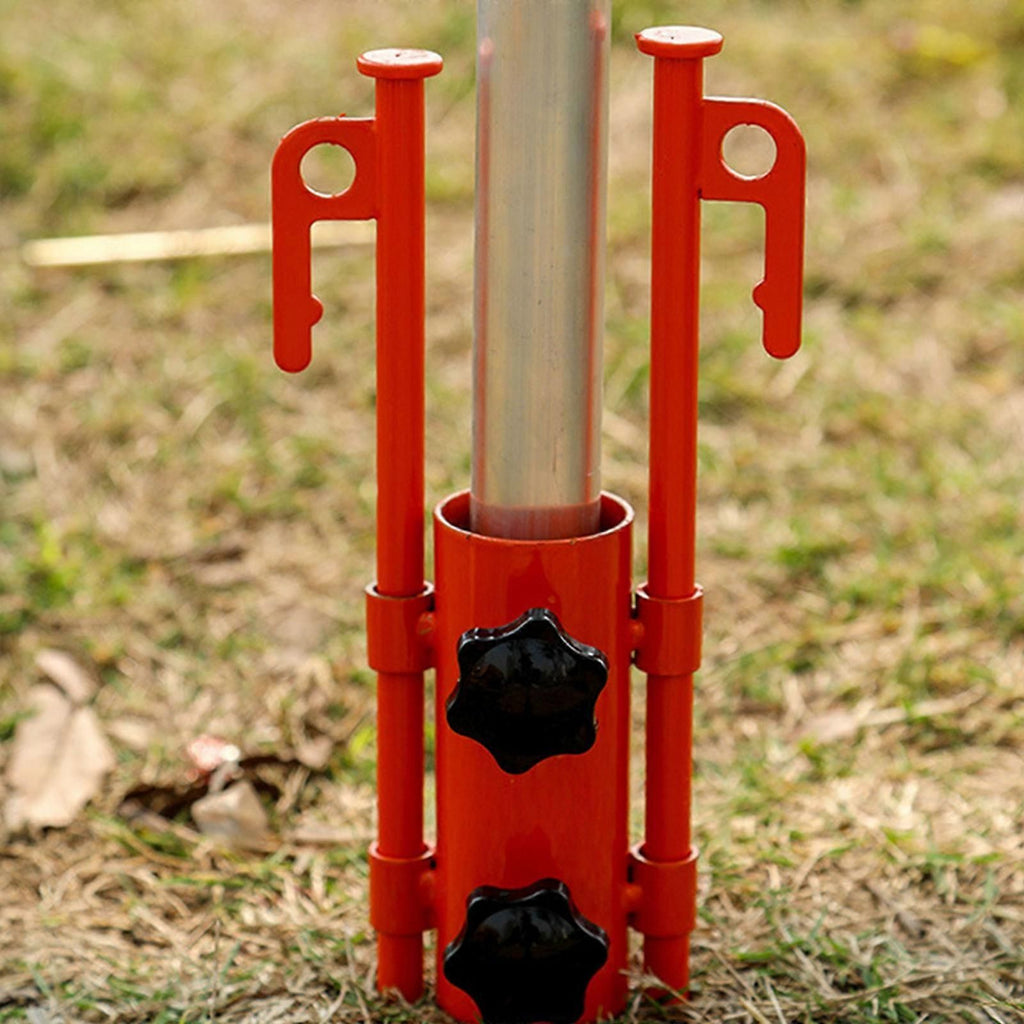 2PCS Adjustable Tent Rod Holders with 4PCS 30cm Ground Stakes, Portable Awning Canopy Pole Supports for Camping Tents & Outdoor Shelters - Red