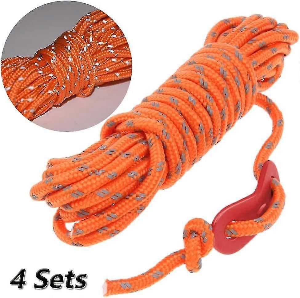 8 Pcs Reflective Tent Ropes Set Tent Tensioner Aluminum Alloy Tent Guide Rope High Stability, For Tent, Tarp, Clothesline, Luggage Straps, Camping, Hiking