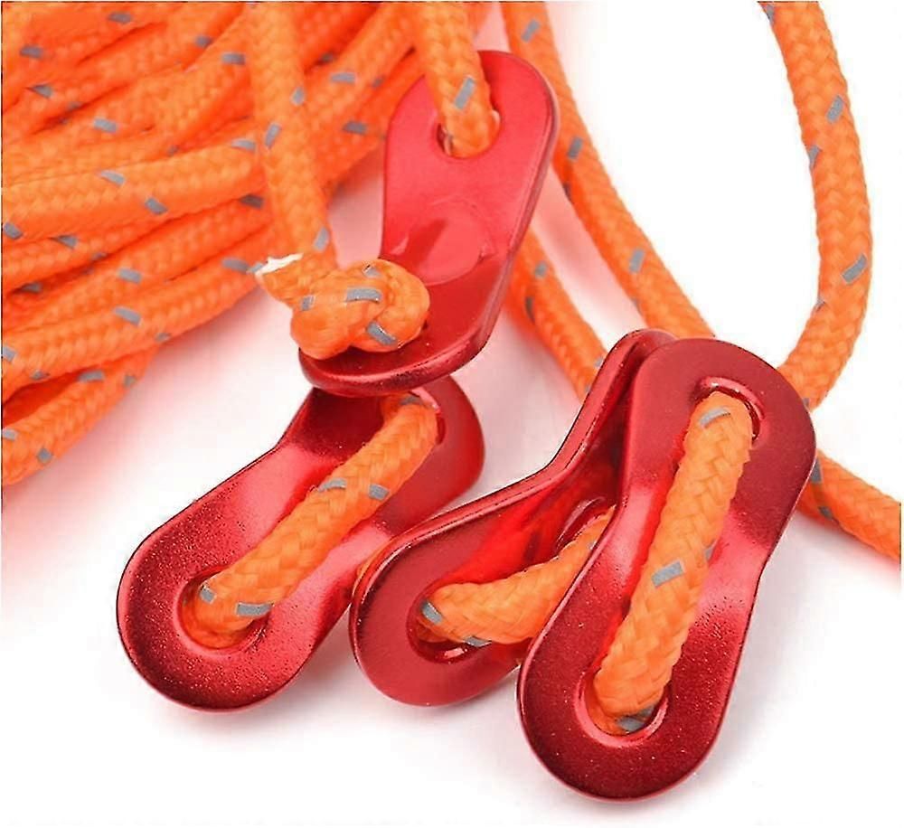 8 Pcs Reflective Tent Ropes Set Tent Tensioner Aluminum Alloy Tent Guide Rope High Stability, For Tent, Tarp, Clothesline, Luggage Straps, Camping, Hiking