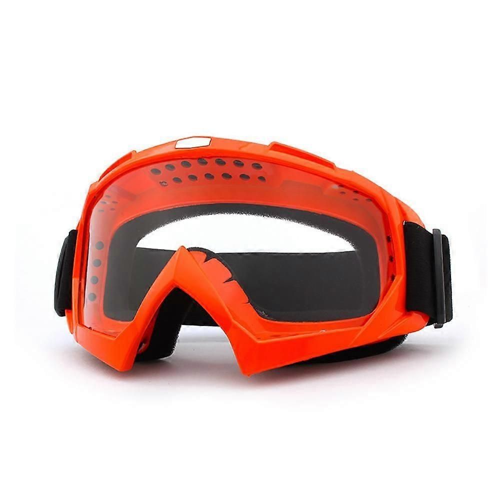 Motorcycle Motocross Goggles, Red Dirt Bike ATV MTB Riding Protective Eyewear - Transparent