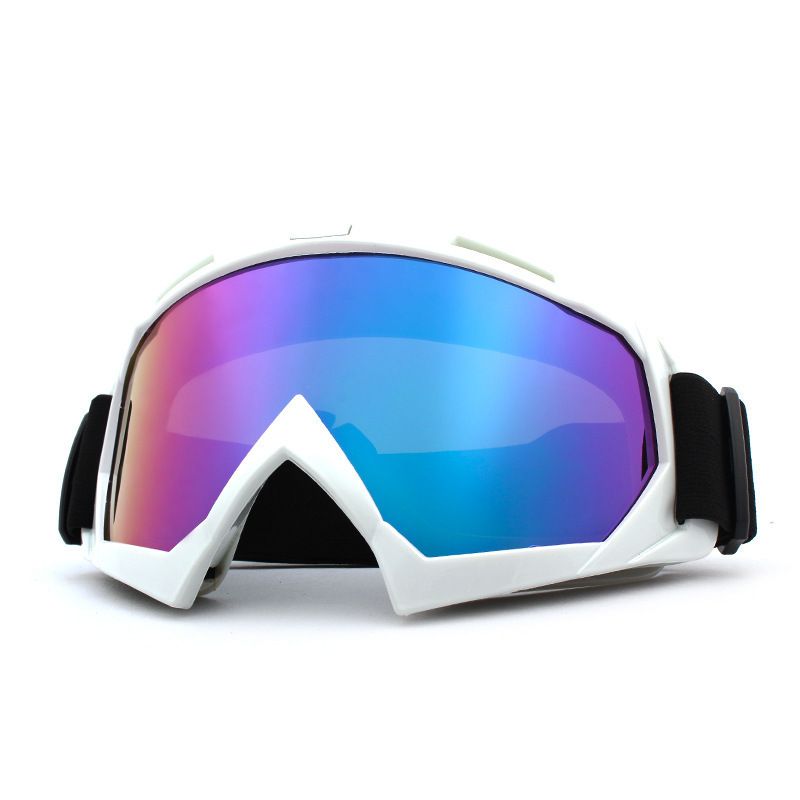 Motorcycle Motocross Goggles, White Dirt Bike ATV MTB Riding Protective Eyewear - Colorful