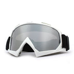 Motorcycle Motocross Goggles, White Dirt Bike ATV MTB Riding Protective Eyewear - Silver