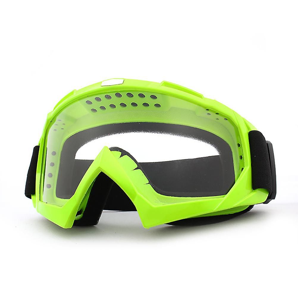 Motorcycle Motocross Goggles, Green Dirt Bike ATV MTB Riding Protective Eyewear - Transparent