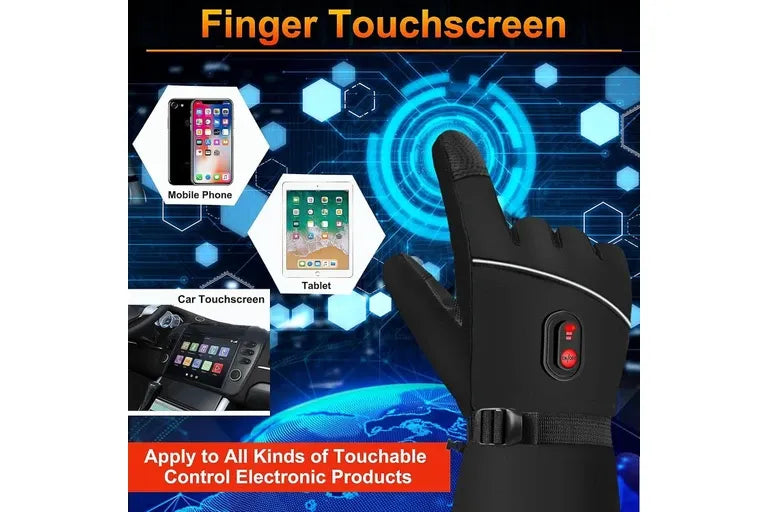 Heating Gloves Electric Men Women Winter Touch Screen Battery Powered (Black)