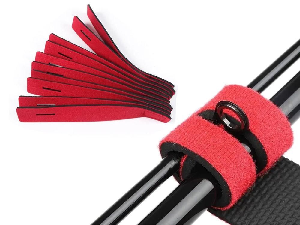 10Pcs Fishing Rod Straps Fishing Rod Clips for Casting Spinning Fly Rods - Red