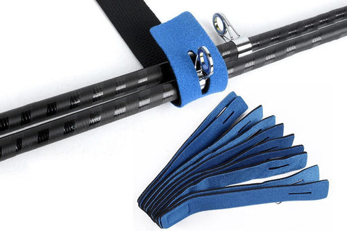 10Pcs Fishing Rod Straps Fishing Rod Clips for Casting Spinning Fly Rods - Blue