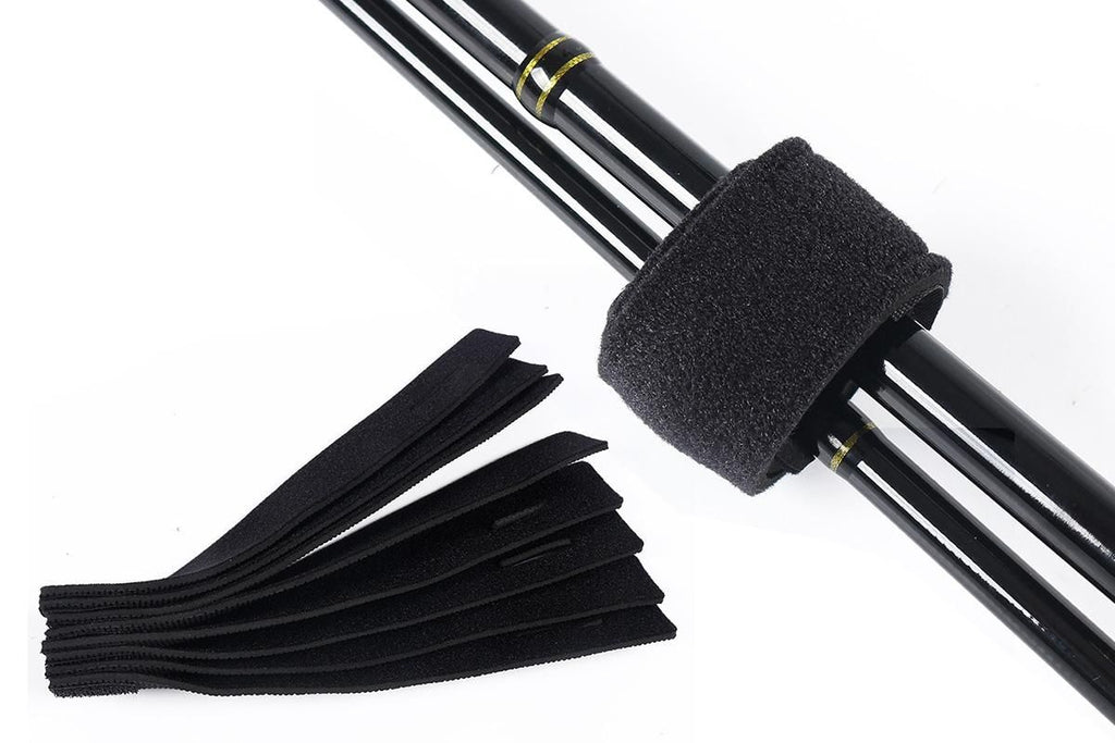 10Pcs Fishing Rod Straps Fishing Rod Clips for Casting Spinning Fly Rods - Black