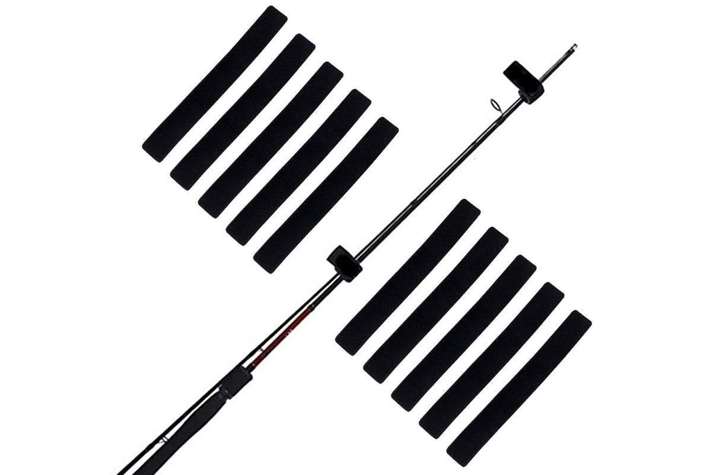 10Pcs Fishing Rod Straps Fishing Rod Clips for Casting Spinning Fly Rods - Black