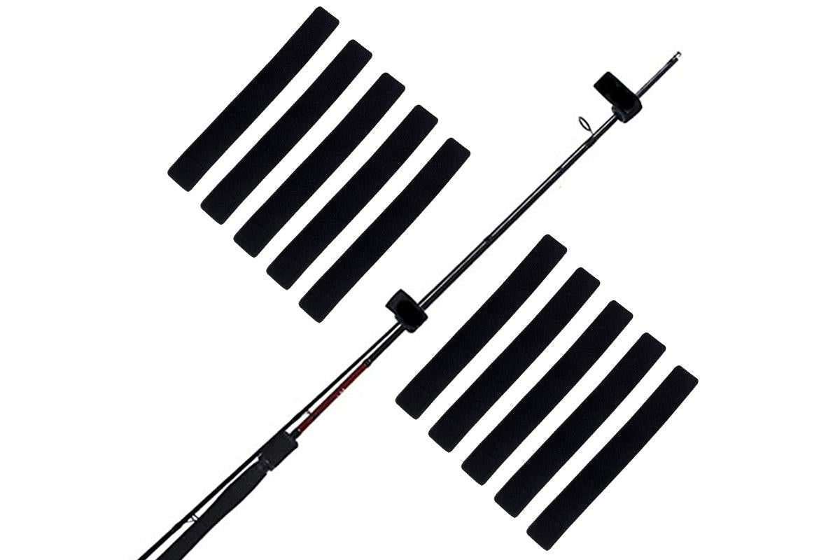 10Pcs Fishing Rod Straps Fishing Rod Clips for Casting Spinning Fly Rods - Black