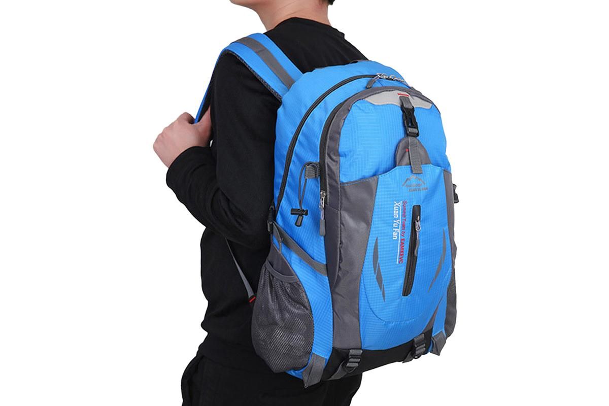 Water-resistant Hiking Backpack Travel Camping Nylon Outdoor Bag for Men and Women -Blue