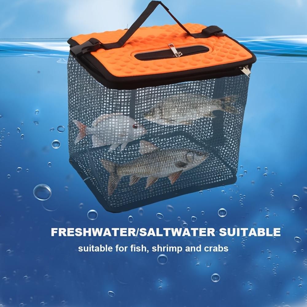 Floating Fish Keeper Net Bag Portable Quick Dry Mesh Storage for Sea and Rock Fishing-Orange S