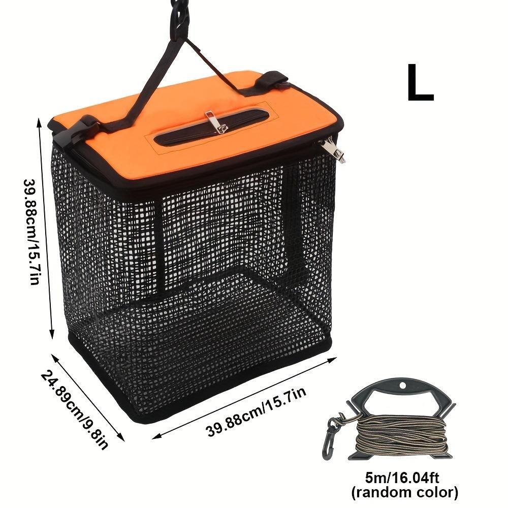 Floating Fish Keeper Net Bag Portable Quick Dry Mesh Storage for Sea and Rock Fishing-Orange L
