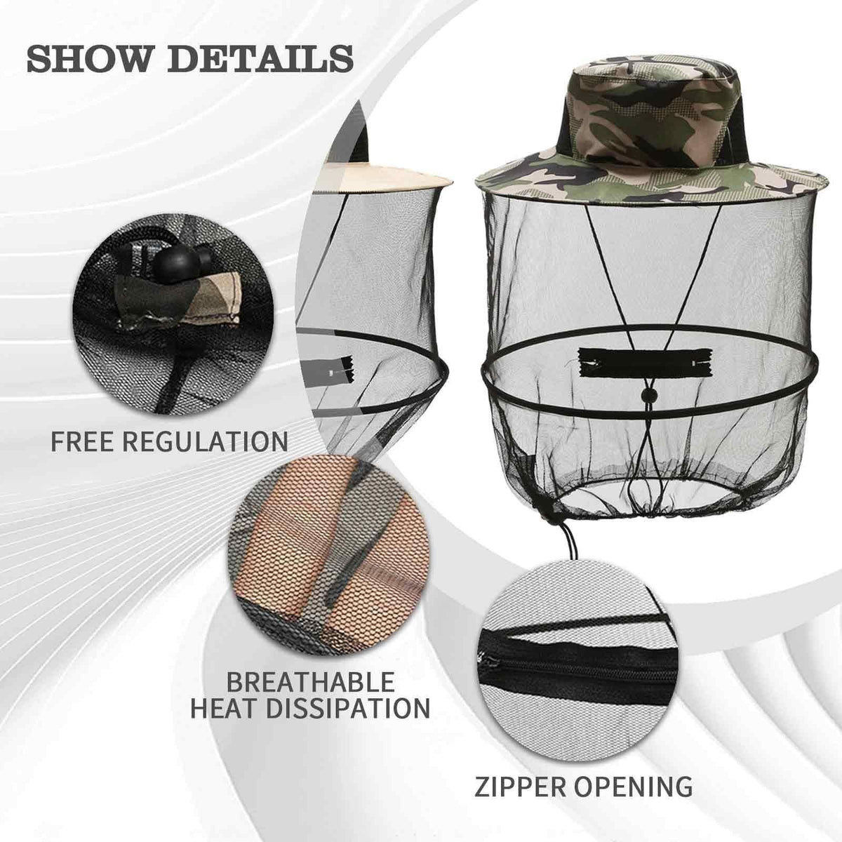 2 Pcs Anti Mosquito Hat for Fishing, Outdoor, Wide Brim Mesh Sun Hat (Assorted Colours)