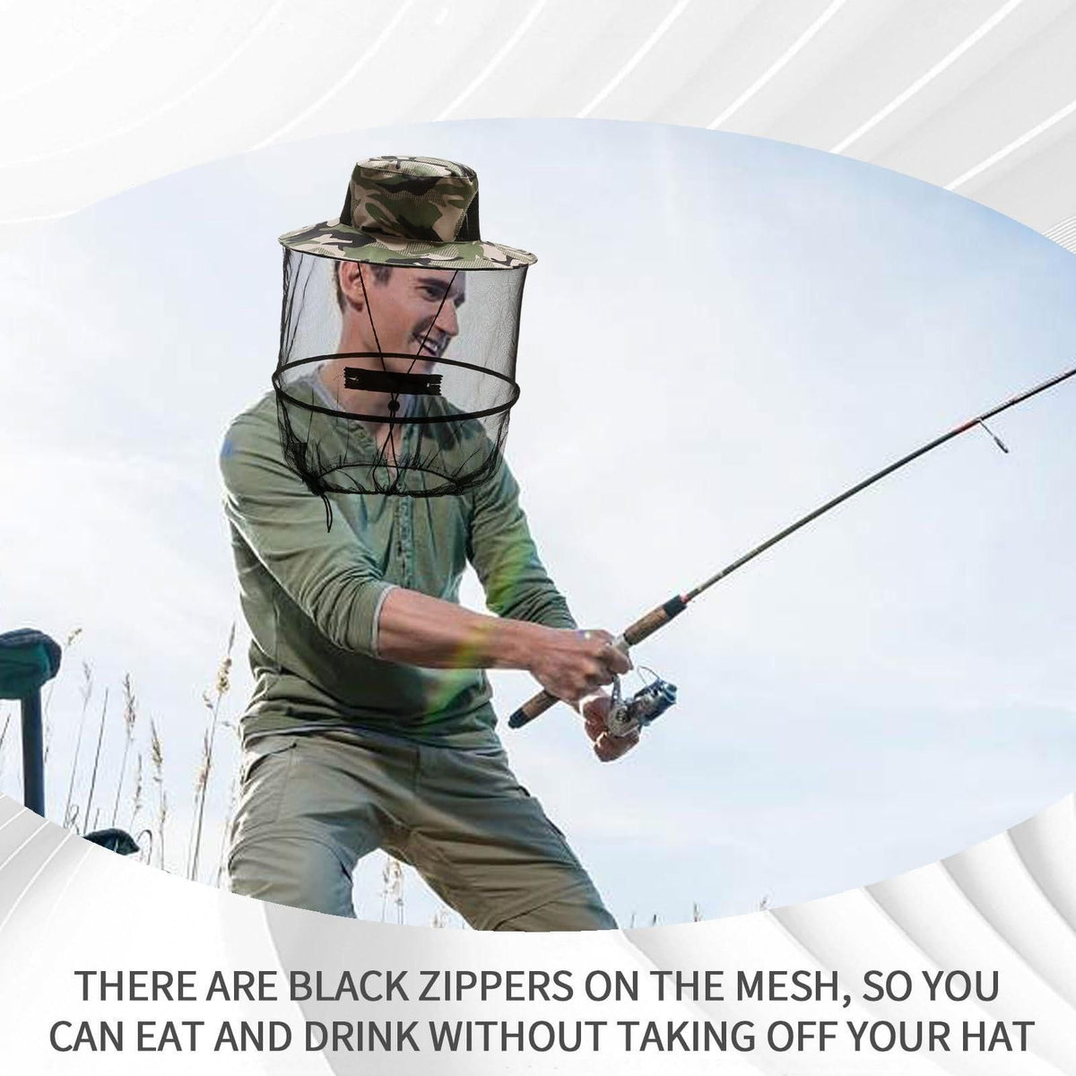 2 Pcs Anti Mosquito Hat for Fishing, Outdoor, Wide Brim Mesh Sun Hat (Assorted Colours)
