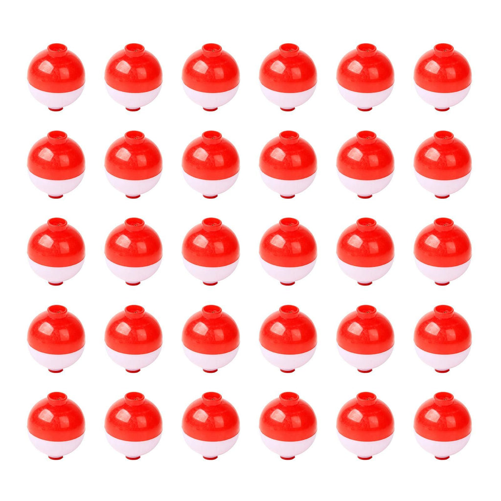 30 Pcs 1.25 Inch Red White Ball Floats Fishing Bobbers
